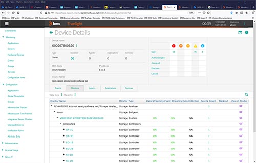 Configure the monitoring of your storage devices from TrueSight Presentation Server