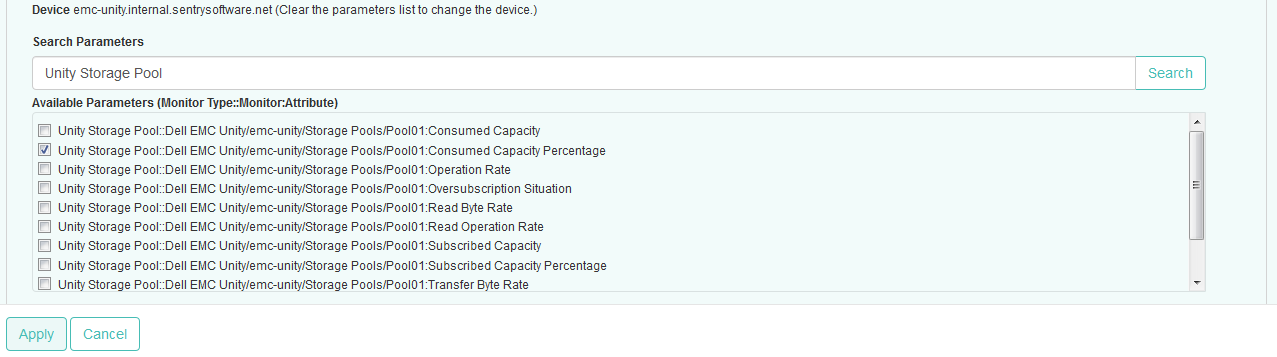 Selecting the Consumed Capacity Percentage Parameter