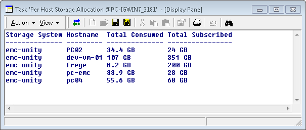 Per Host Storage Allocation — Show Report