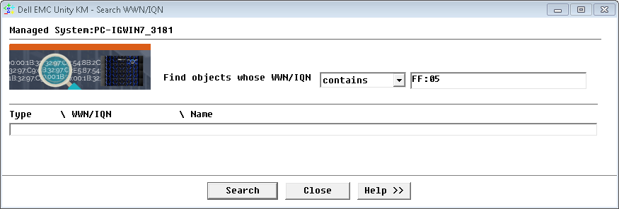 Search WWN/IQN Setting Panel