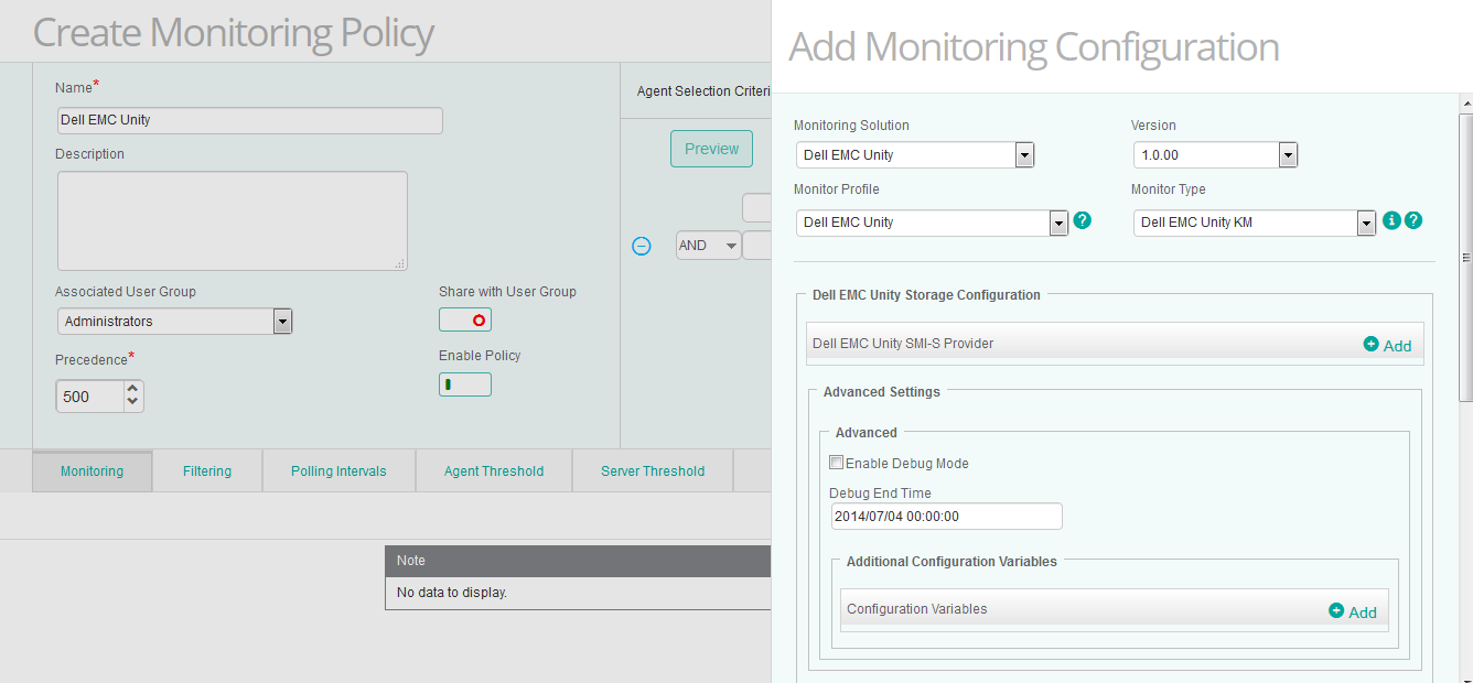 Configuring the Dell EMC Unity Monitoring Solution