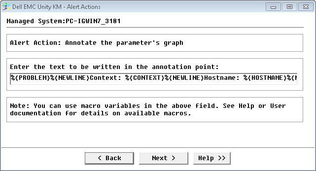 Alert Action: Annotate the parameters graph