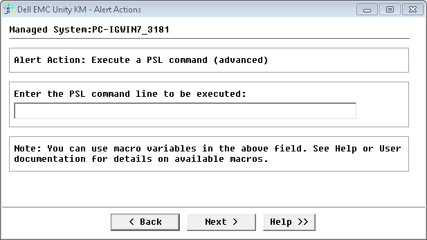 Alert Action: Execute a PSL command