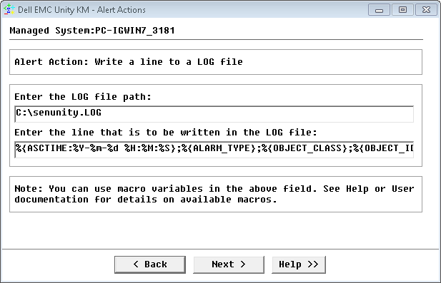 Alert Action: Write a line to a log file