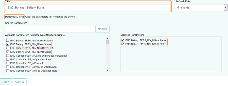 Dashlet_Configure EMC Battery_Status