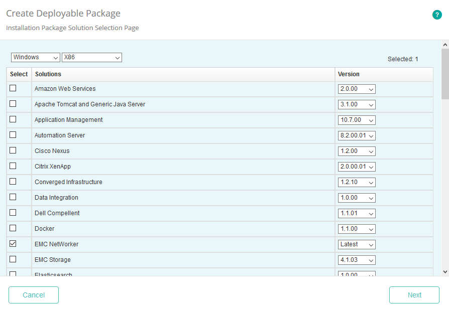 Selecting the EMC NetWorker KM Solution