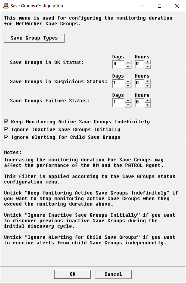 Configuring Save Groups Monitoring Period