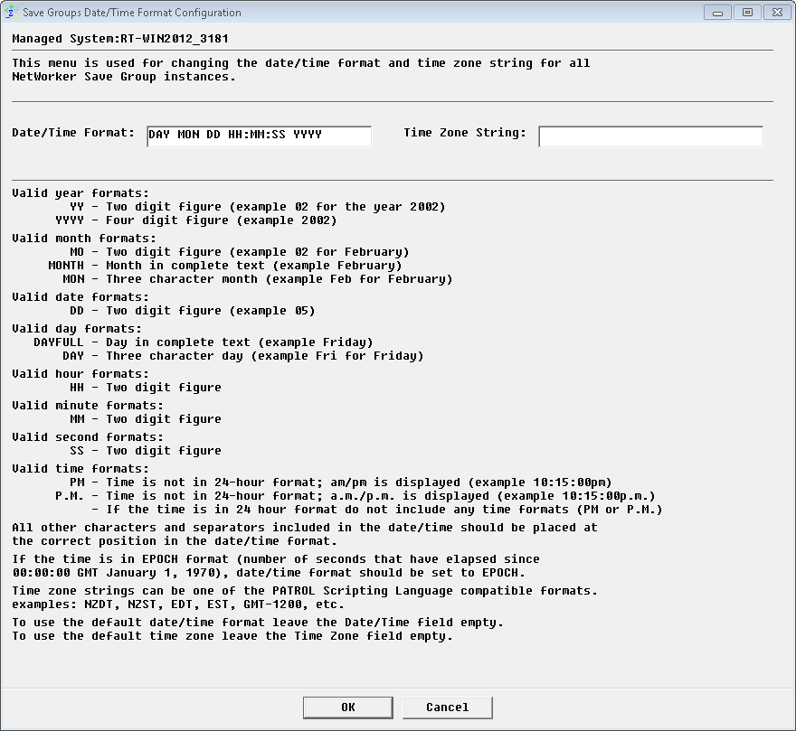 Save Groups Date/Time Format Configuration