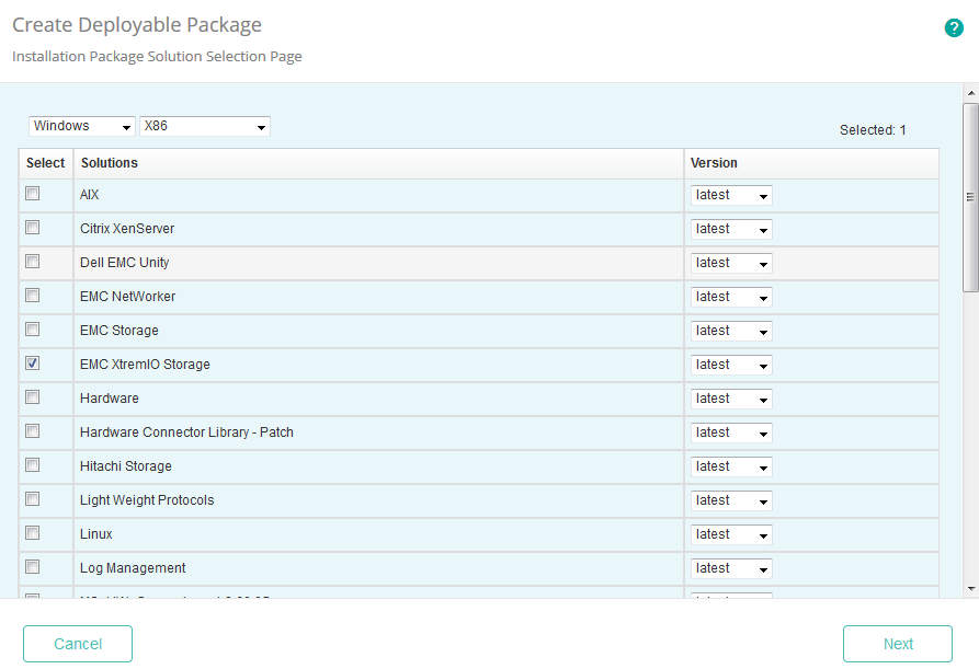 Selecting the EMC XtremIO KM for PATROL Solution