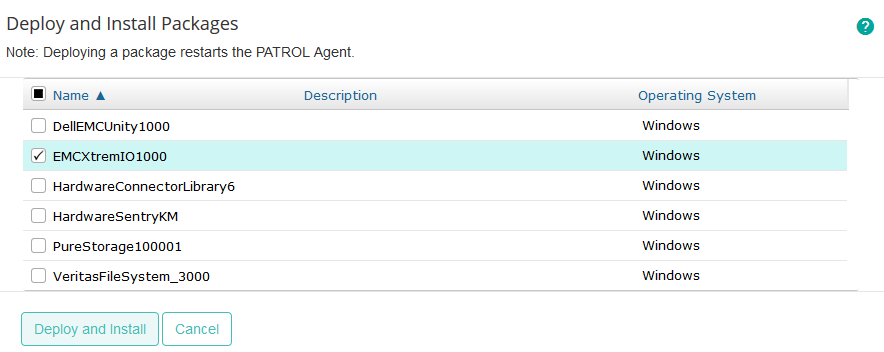 Installing the Package - Selecting the EMC XtremIO KM for PATROL Package