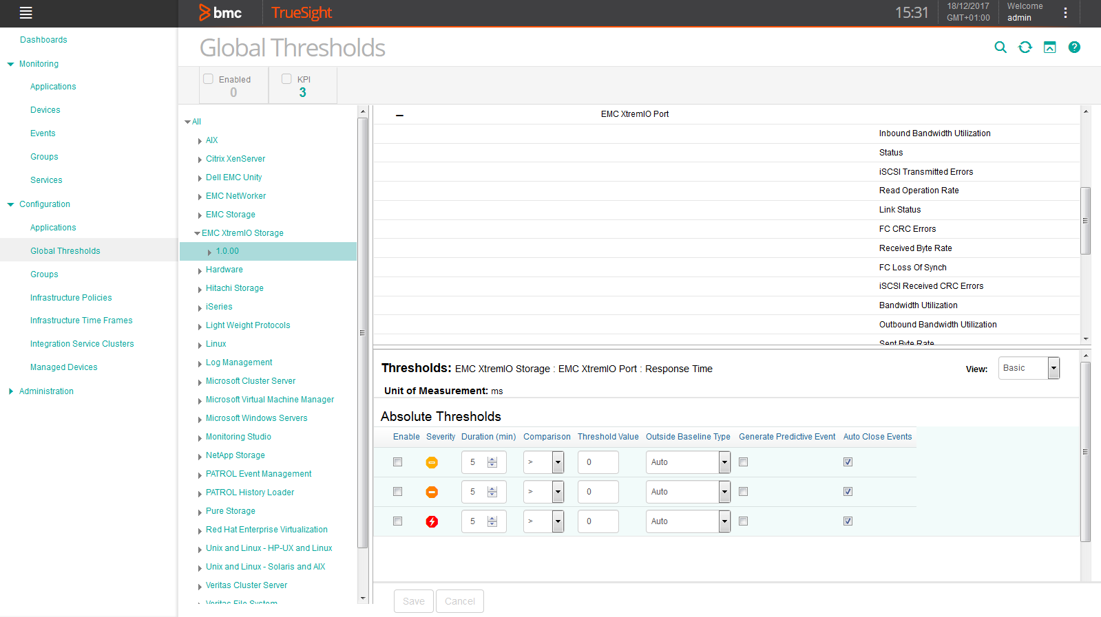 Setting Global Thresholds for the Response Time Attribute