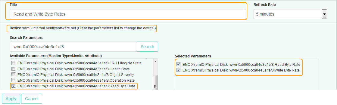 Selecting the Read Byte Rate and Write Byte Rate Parameters