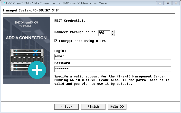 Adding a Connection to an EMC XtremIO Management Server