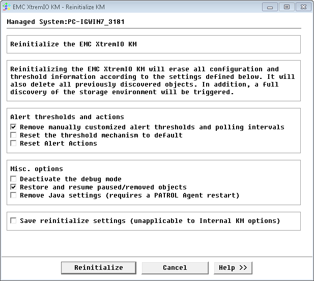 Reinitializing the KM