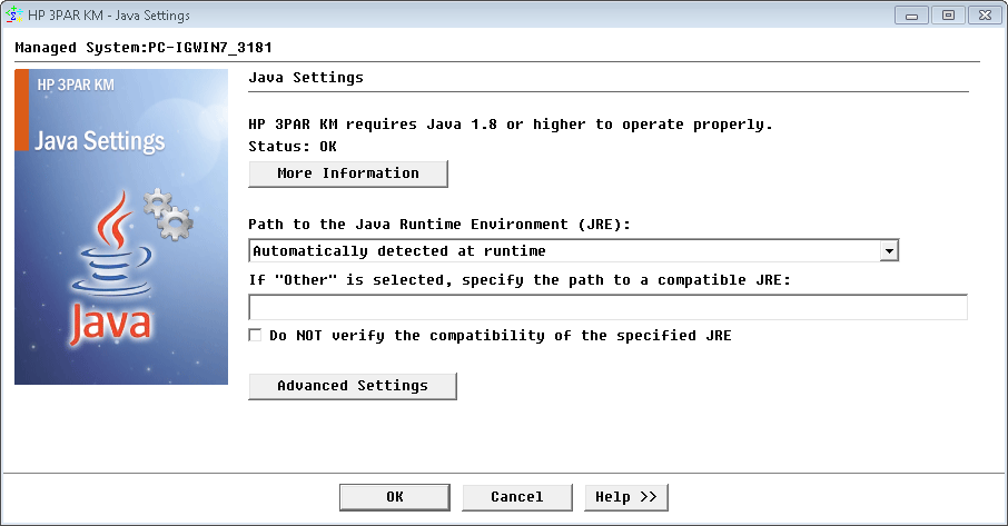 Java Settings Configuration
