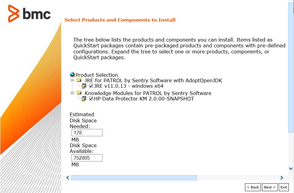 Installation Wizard - Selecting Products and Components