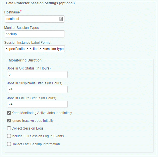 Configuring Data Protector Sessions