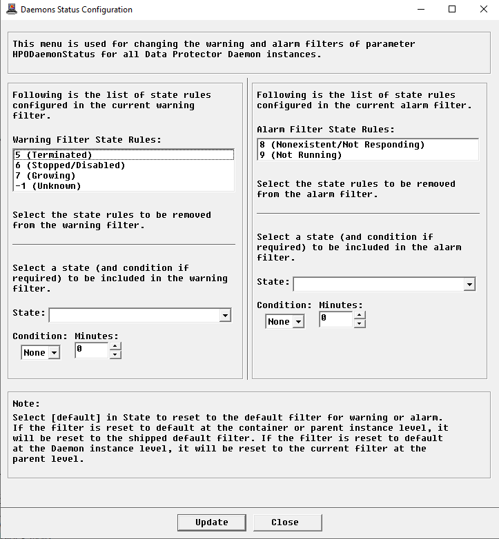 Daemon Status Configuration