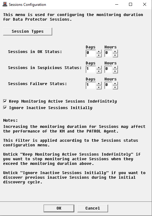 Sessions Filter Configuration