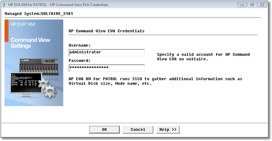 HP Command View EVA Credentials