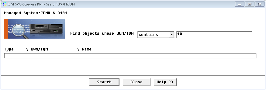 Search WWN/IQN Setting Panel