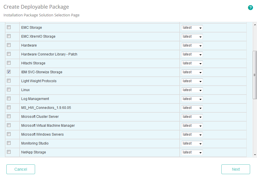 Selecting the IBM SVC-Storwize KM for PATROL Solution