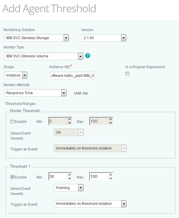 Setting Agent Threshold for the IBM SVC-Storwize  Monitors