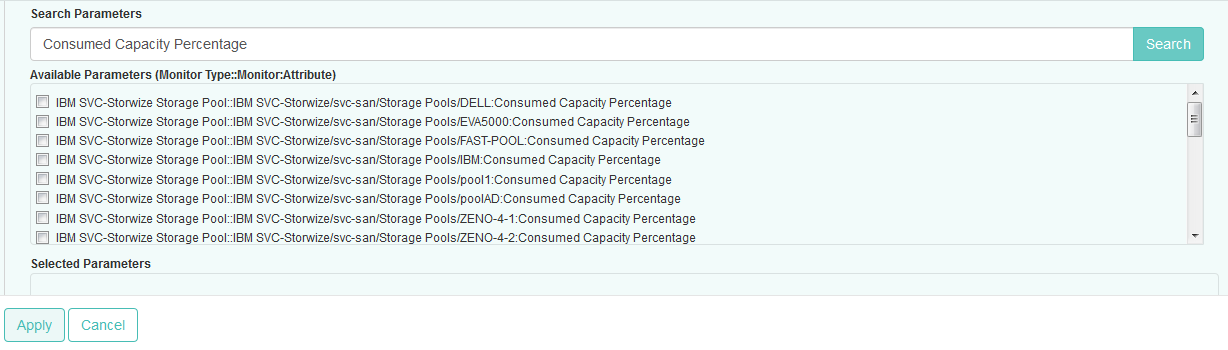 Selecting the Consumed Capacity Percentage Parameter