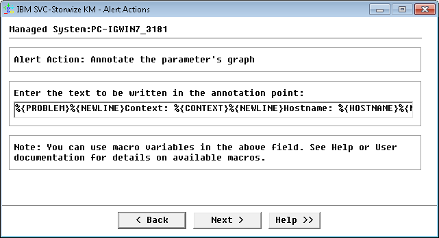 Alert Action: Annotate the Parameters Graph