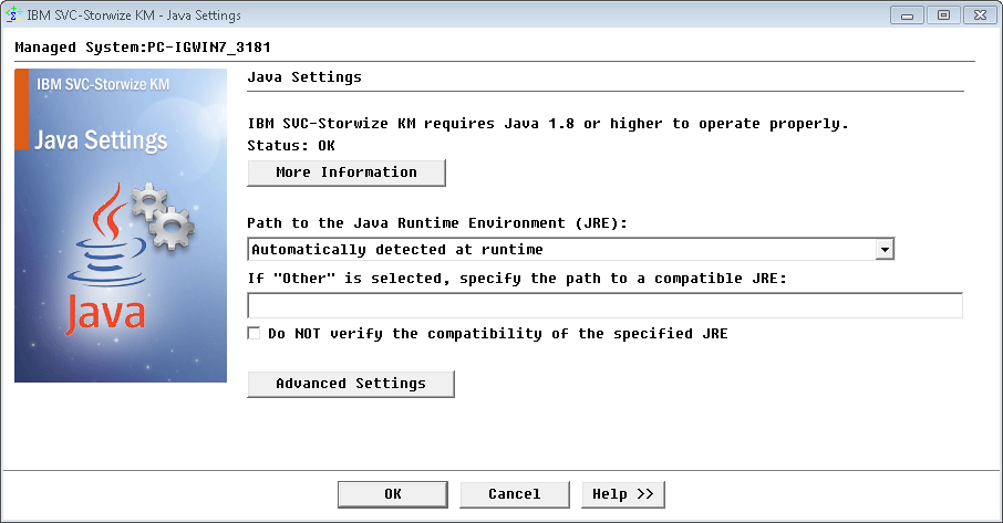 Java Settings  Configuration