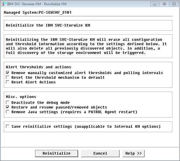 Reinitializing the KM