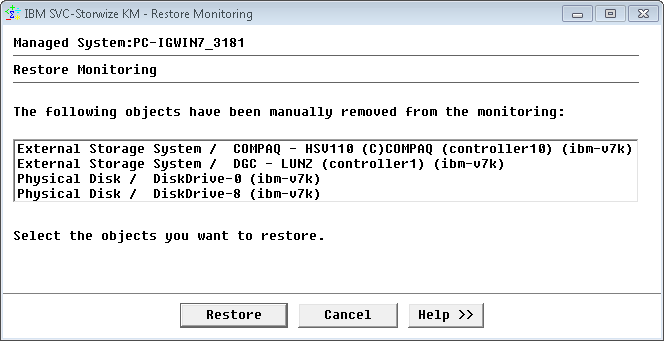 Restoring Monitoring