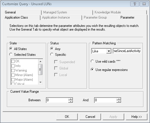 Graph – PATROL Query – Parameter Tab