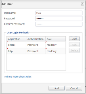 Add User - NetApp OnCommand System Manager