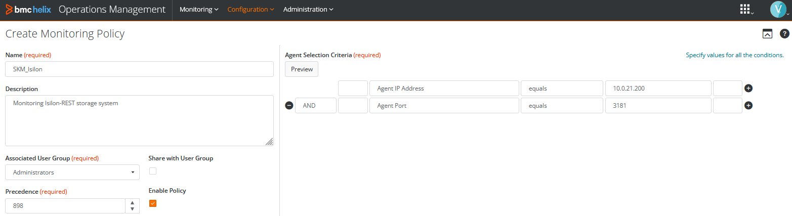 Creating a Storage Analyzer Policy