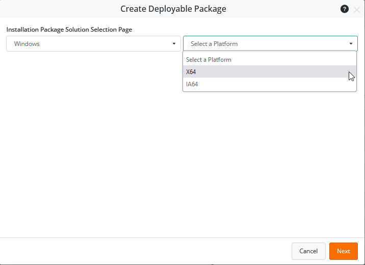 Selecting the Operating System, Platform and Storage Analyzer