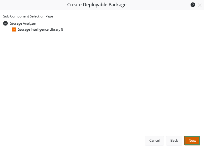 Selecting the Storage Intelligence Library Sub-component