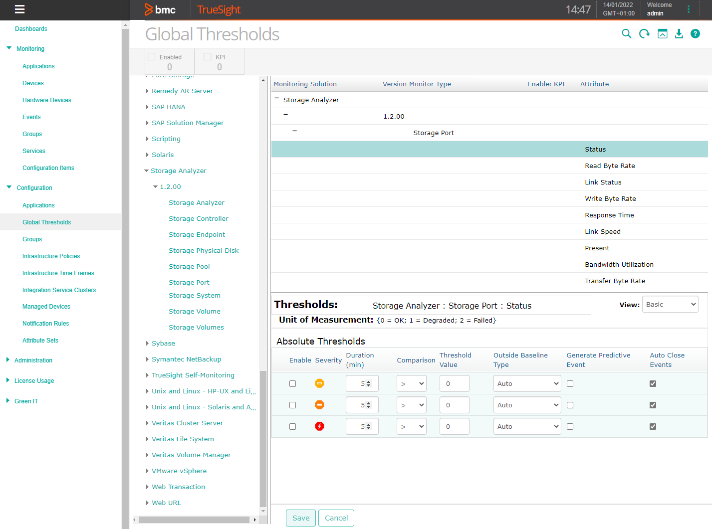 Setting Global Thresholds for the Response Time Attribute