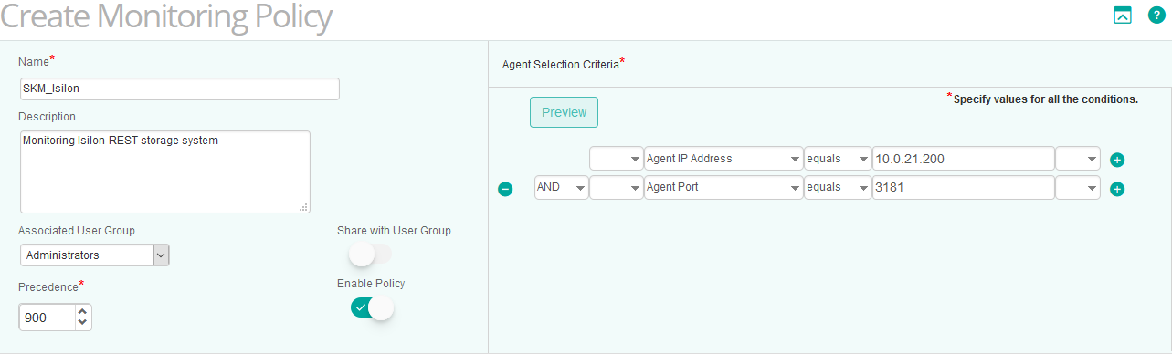 Creating a Storage Analyzer Policy