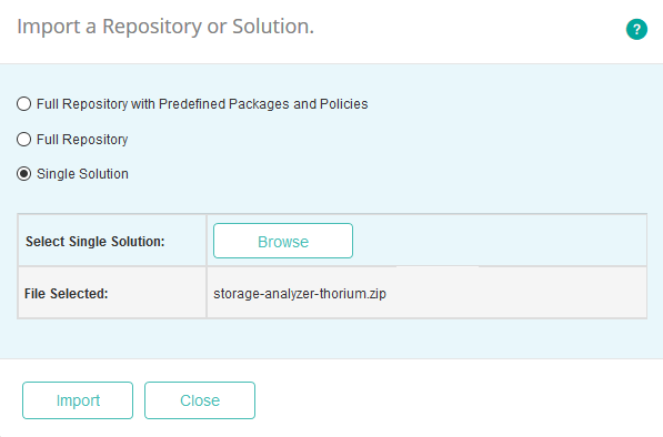 Importing Storage Analyzer