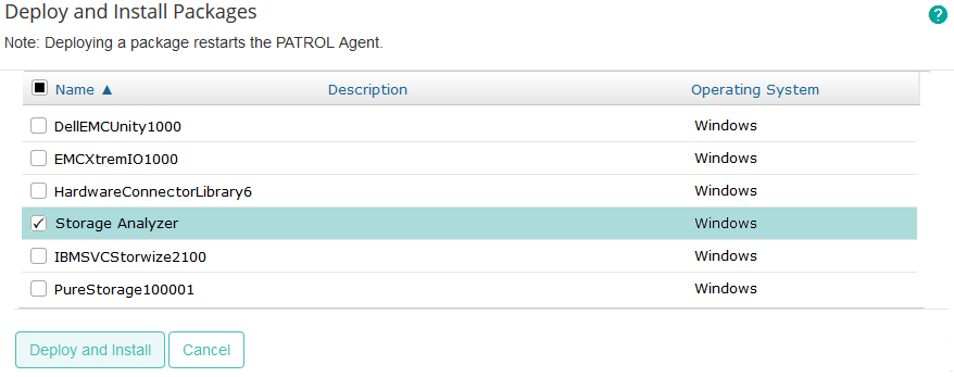 Installing the Package - Selecting the Storage Analyzer KM Package