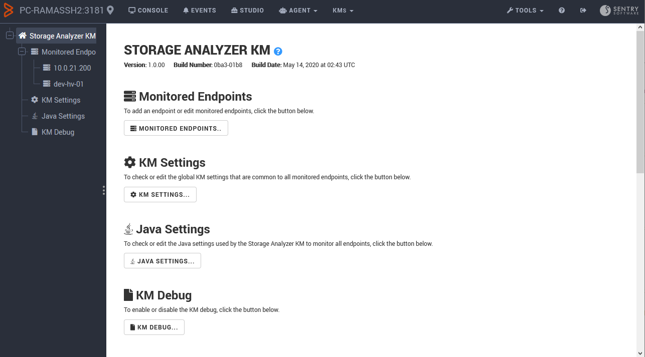 Storage Analyzer Home Page