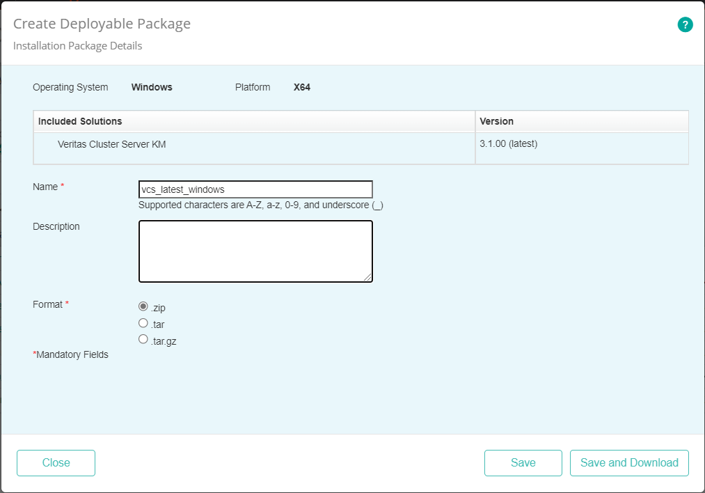 Providing the Installation Package Details
