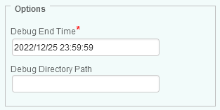 Setting the Debug End Time and Directory Path