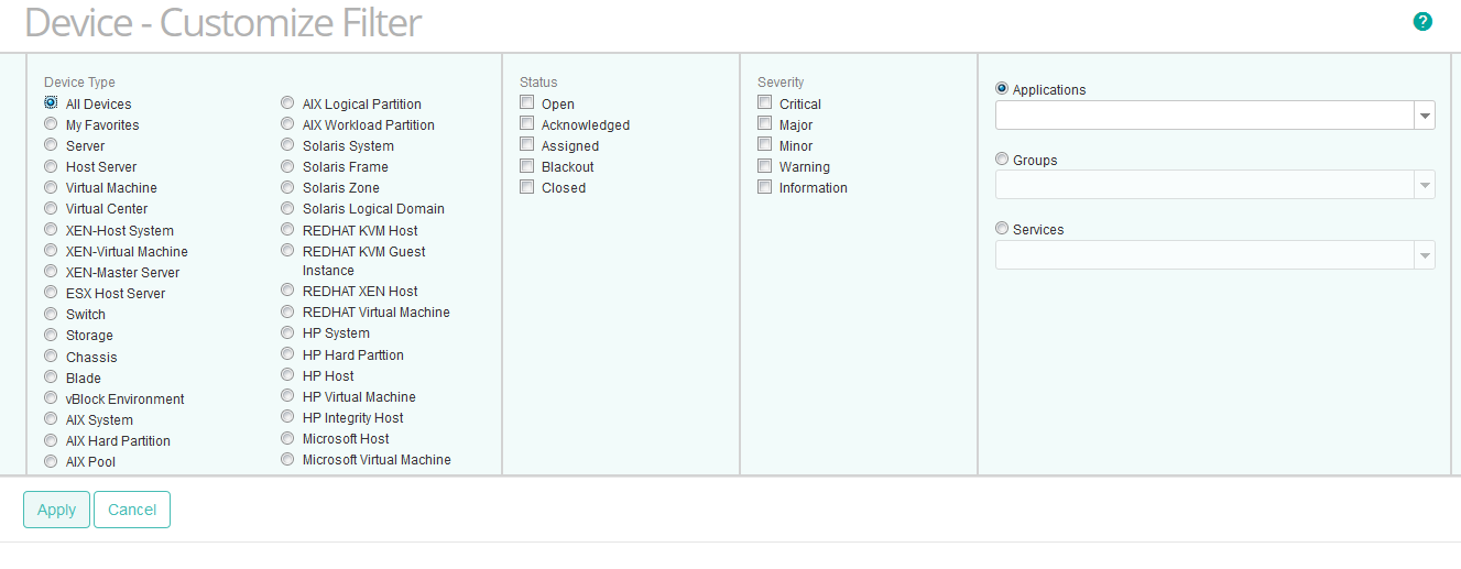 Customizing the Device Filter