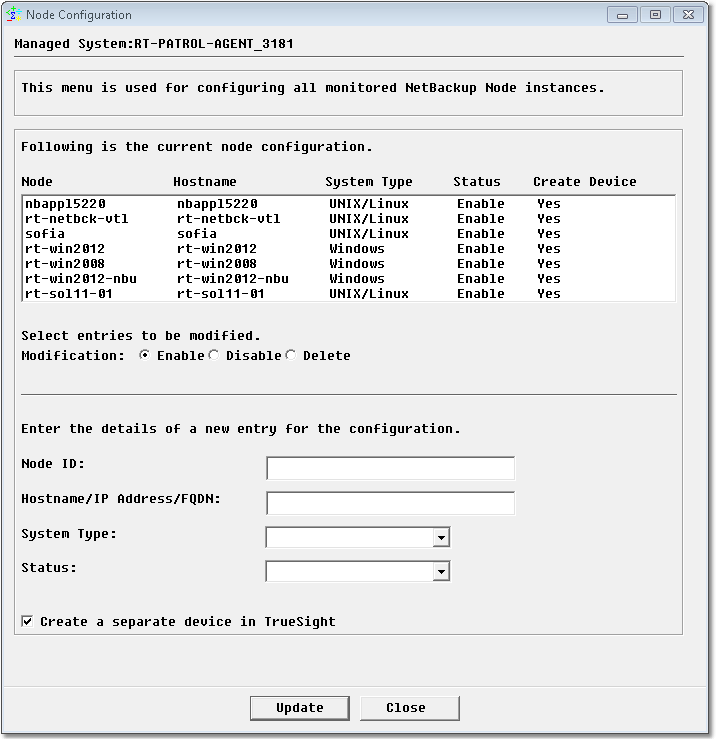 Configuring NetBackup Nodes Monitoring