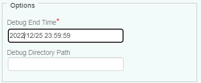 Setting the Debug End Time and Directory Path