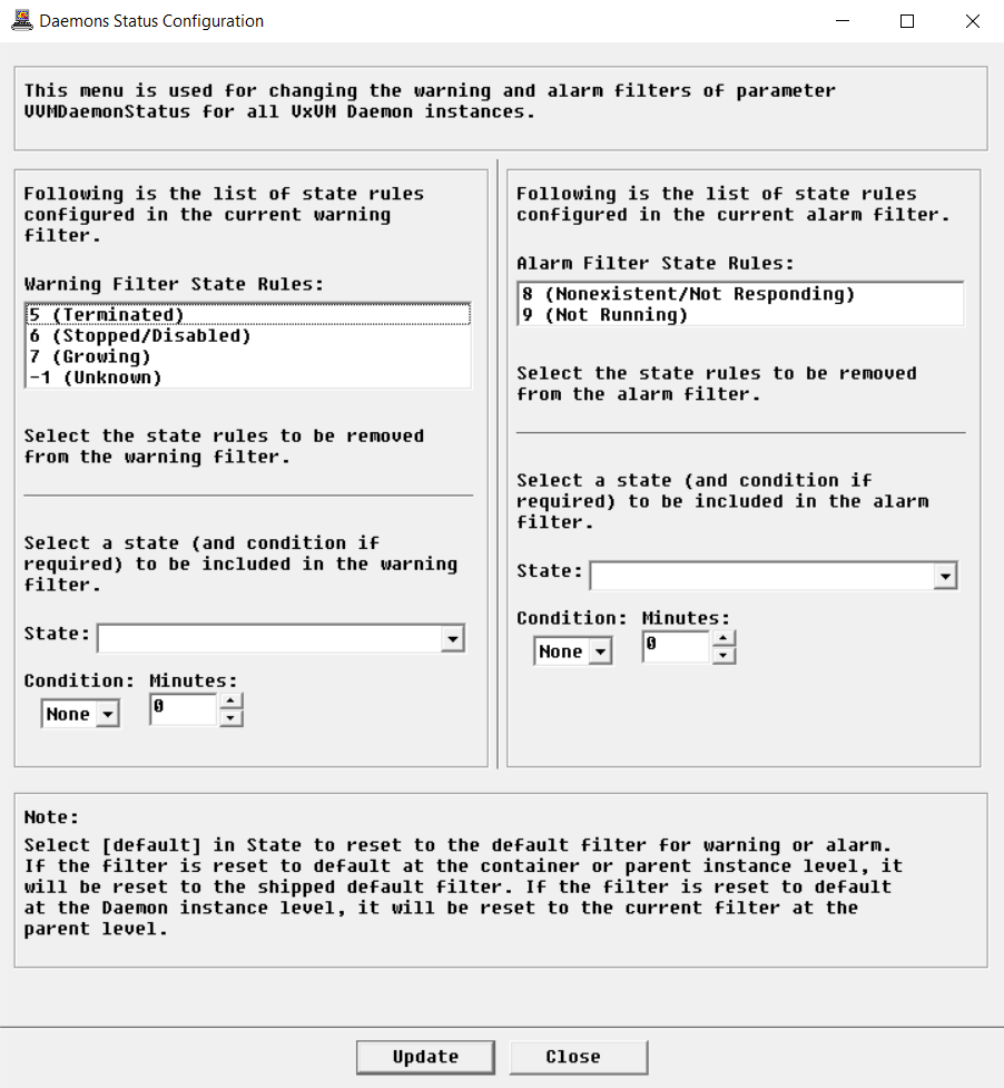 Daemon Status Configuration