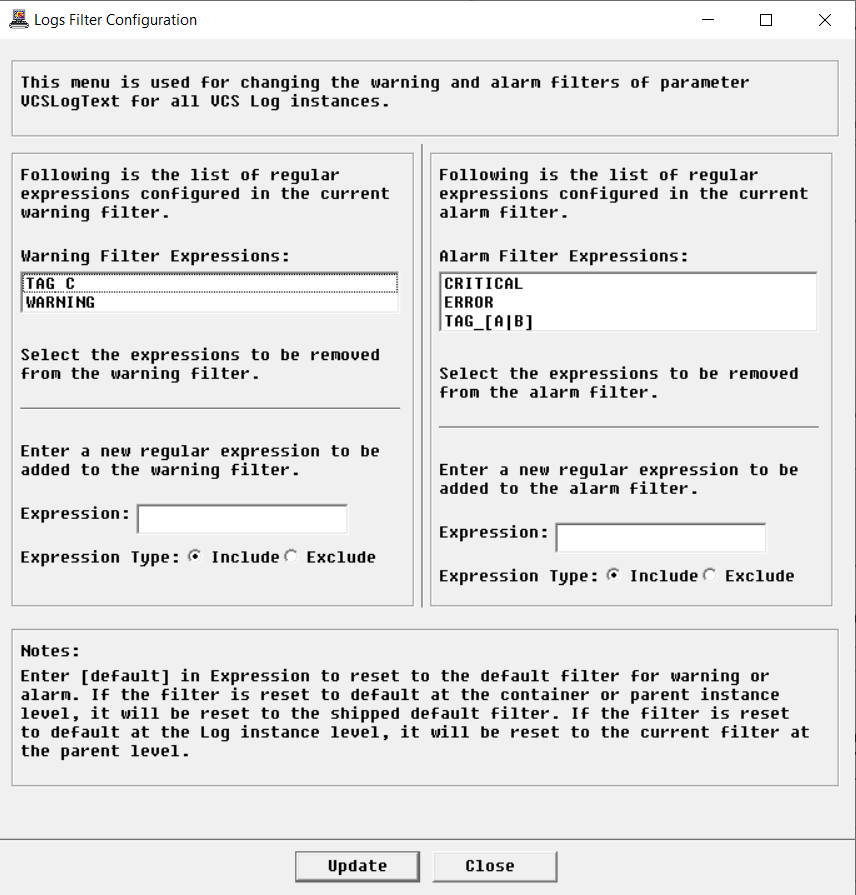 Configuring Log Error Filter